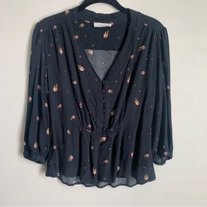 ELODIE Navy floral blouse